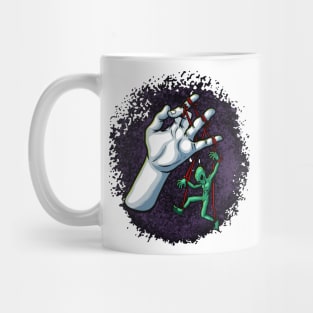 alien caught red handed illustration Mug